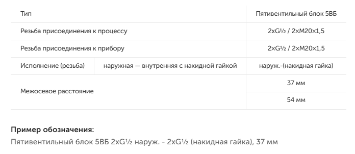 Пятивентильный блок 5ВБ